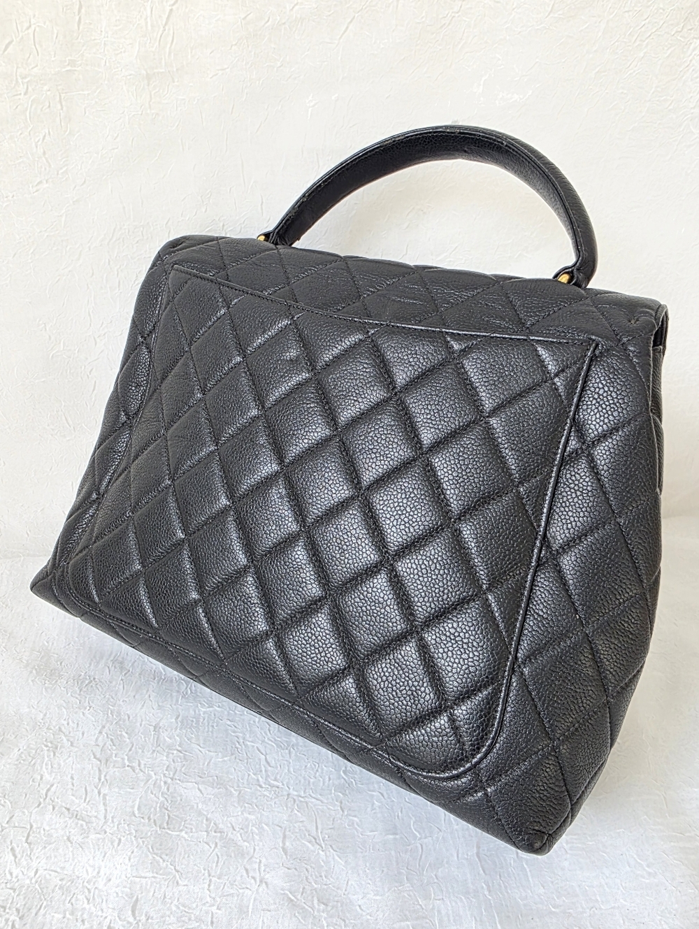 Auth CHANEL Caviar Kelly Quilted Jumbo Flap Top-Handle Bag - Picture 9 of 14